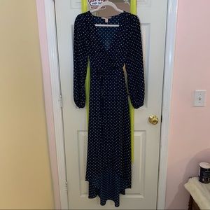 Forever 21 Navy Polka Dot Faux Wrap Dress